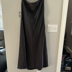 NWT.  Expess Black Strapless Satin Dress.  Size Large.